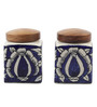 120 ML Ceramic Condiment Jars in Blue Set of 2