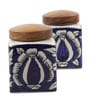 120 ML Ceramic Condiment Jars in Blue Set of 2