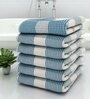 Blue Pin Stripes  210 GSM 100% Cotton Bath Towel (Set of 6)
