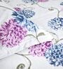 Blue Pink Floral 144 Tc Cotton Elastic Fitted Double Bedsheet With 2 Pillowcovers