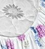 Blue Pink Floral 144 Tc Cotton Elastic Fitted King Bedsheet With 2 Pillowcovers
