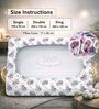Blue Pink Floral 144 Tc Cotton Elastic Fitted King Bedsheet With 2 Pillowcovers