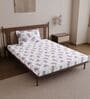 Blue Pink Floral 144 Tc Cotton Elastic Fitted Single Bedsheet With Pillowcover