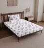 Blue Pink Floral 144 Tc Cotton Single Bedsheet With Pillowcover
