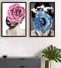 The Pictorial Vol Blue Canvas Framed Floral Art Print Set of 2