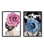 The Pictorial Vol Blue Canvas Framed Floral Art Print Set of 2
