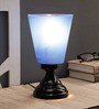 Diseno Blue Plastic Shade Table Lamp With Metal Base