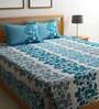 Turquoise Floral TC 180 Polycotton Bedcover With 2 Pillow Covers