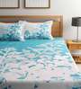 Turquoise Floral TC 180 Polycotton Bedcover With 2 Pillow Covers