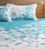 Turquoise Floral TC 180 Polycotton Bedcover With 2 Pillow Covers