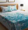 Turquoise Floral TC 180 Polycotton Bedcover With 2 Pillow Covers