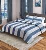 Blue Geometric 500 TC Poly Cotton Double Bed Cover with 2 Pillow Covers