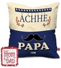 Blue Poly Cotton 12x12 inches 1 Cushion Cover with Filler and Free Greeting Card for Dad