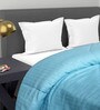 Blue Poly Cotton Striped 150 GSM Double Bed Comforter
