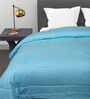 Blue Poly Cotton Striped 150 GSM Double Bed Comforter