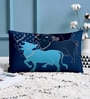 Blue Polycotton Ethnic motif 12x18 inches Cushion Covers (Pack of 2)