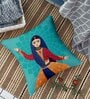 Blue Polycotton Ethnic motif 16x16 inches Cushion Covers (Pack of 5)