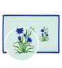 Freesia Floral (12x18) Blue & White Poly Cotton (Set of 6) Table Linen Set