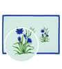 Floral (12x18) White & Blue Poly Cotton (Set of 6) Table Linen Set
