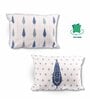 Blue Polycotton Floral 12x18 inches Cushion Covers (Pack of 2)