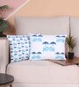 Blue Polycotton Floral 12x18 inches Cushion Covers (Pack of 2)