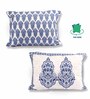 Blue Polycotton Floral 12x18 inches Cushion Covers (Pack of 2)