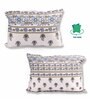 Blue Polycotton Floral 12x18 inches Cushion Covers (Pack of 2)