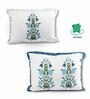 Blue Polycotton Floral 12x18 inches Cushion Covers (Pack of 2)