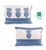 Blue Polycotton Floral 12x18 inches Cushion Covers (Pack of 2)