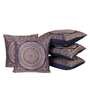 Blue Traditional Poly Cotton 16 x 16 Inches Cushion Covers (Set of 5)