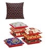 Blue Floral PolyCotton 16 x 16 Inches Cushion Covers (Set of 8)