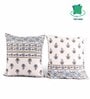 Blue Polycotton Floral 16x16 inches Cushion Covers (Pack of 5)