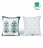 Blue Polycotton Floral 16x16 inches Cushion Covers (Pack of 5)