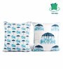 Blue Polycotton Floral 24x24 inches Cushion Covers (Pack of 2)