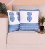 Blue Polycotton Floral 24x24 inches Cushion Covers (Pack of 2)