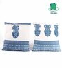 Blue Polycotton Floral 24x24 inches Cushion Covers (Pack of 2)