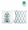 Blue Polycotton Floral 24x24 inches Cushion Covers (Pack of 2)