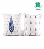 Blue Polycotton Floral 24x24 inches Cushion Covers (Pack of 2)