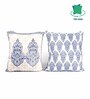 Blue Polycotton Floral 24x24 inches Cushion Covers (Pack of 2)