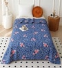 Blue Polycotton Floral 300 GSM Single Bed Reversible Quilted Comforter