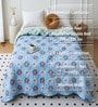Blue Polycotton Floral 350 GSM Double Bed Reversible Quilted Comforter