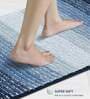 Blue Polyester 32X20 Inches Anti-Skid  Bath Mat