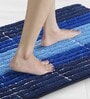 Blue Polyester 32X20 Inches Anti-Skid  Bath Mat