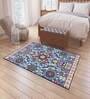 Blue Persian Polyester 5 ft x 7 ft Machine Made Carpet