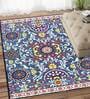 Blue Persian Polyester 5 ft x 7 ft Machine Made Carpet