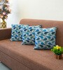 Blue Polyester Abstract 16x16 inches Cushion Covers Set of 3