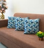 Blue Polyester Abstract 20x20 inches Cushion Covers Set of 3