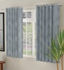 Blue Polyester Abstract 5ft Room Darkening Eyelet Window Curtains (2 Pc)