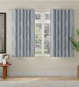 Blue Polyester Abstract 5ft Room Darkening Eyelet Window Curtains (2 Pc)