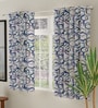Blue Polyester Abstract 5ft Room Darkening Eyelet Window Curtains (2 Pc)